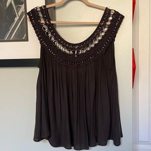 Free people festival top - size large - black - beaded - ornate